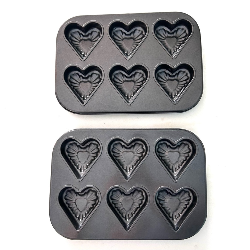 Heart Shaped 2 Mini cake PAN 6 Muffin Cupcake Mold Cookie Valentines Day Jello